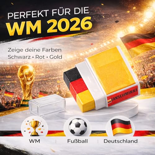 Schminkstift Fanartikel Deutschland Schminke schwarz, rot, gelb (Gold), als Deko, Dekoration, Partydeko für Fußball, Fußball Weltmeisterschaft 2026 (1)