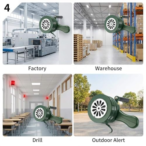 QWORK Hand Crank Siren Horn, Hand Loud Crank, Emergency Safety Manual Siren, Portable Hand Held Siren Horns Alarm, Loud Mechanical Alarm for Factory, School & Outdoor Use by QWORK - Image 4