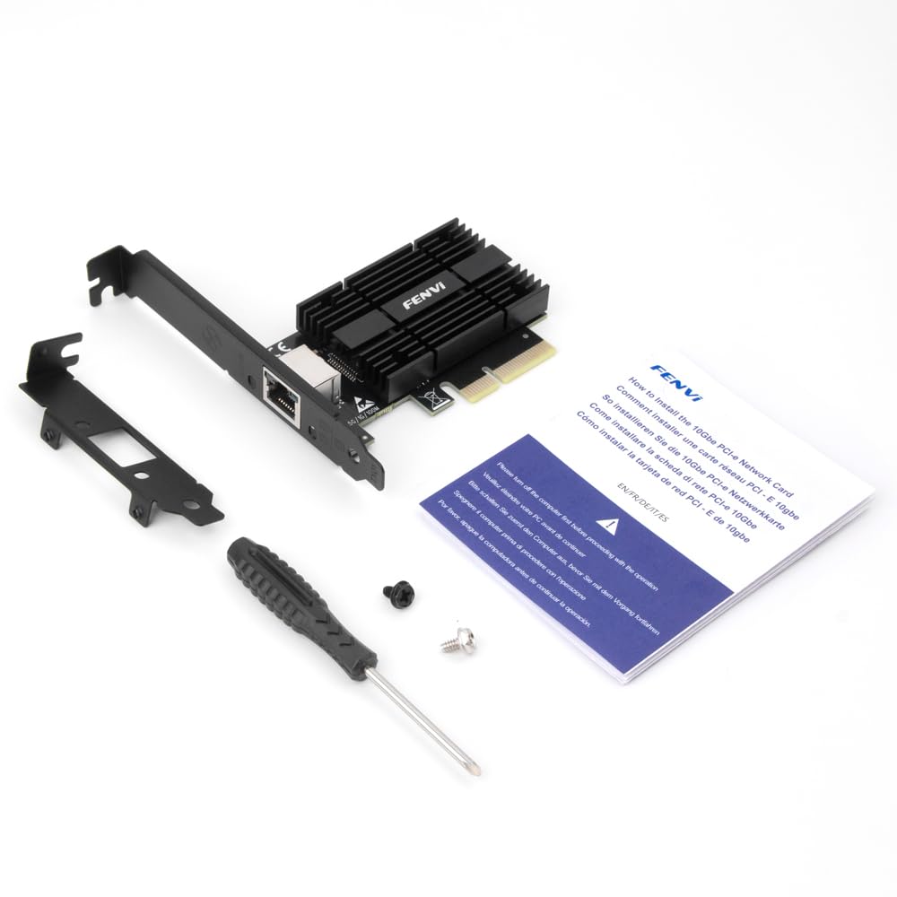 Fenvi Carte réseau PCIe 10G avec contrôleur Marvell AQC113, adaptateur Ethernet 10G Base-T, carte réseau RJ45 compatible avec Windows 10/11, Linux