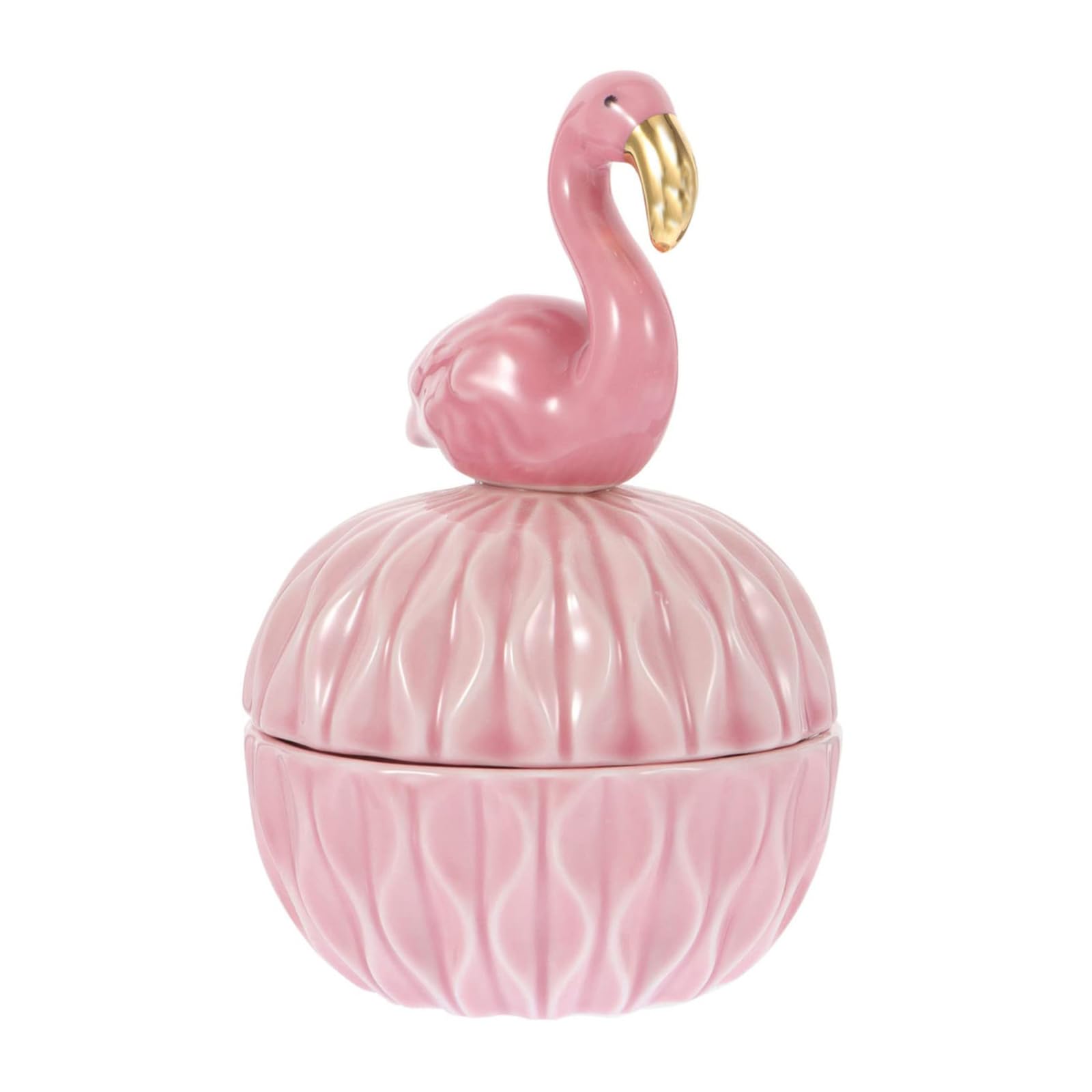 Small Pink Ceramic Flamingo Shaped Trinket Box for Jewelry Earrings Rings Candy Storage and Desktop Decor