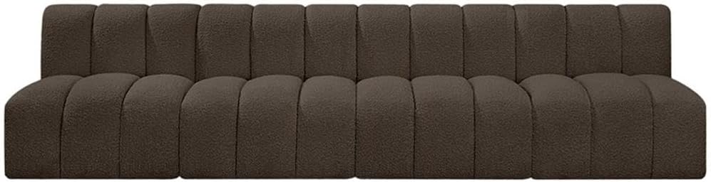 BOWERY HILL Modular Sectional Sofa, 119" W x 31" D x 30" H, Brown Boucle Fabric Upholstery, Deep Channel Tufting, Contemporary Design, Versatile Living Room Furniture