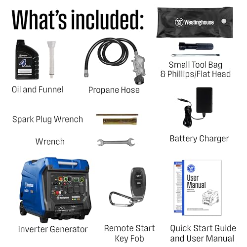 Image of Westinghouse 8200 Peak Watt Tri-Fuel Portable Inverter Generator, Remote Electric Start, Transfer Switch Ready, Gas, Propane, Natural Gas, Low THD, Safe for Electronics, Parallel Capable, CO Sensor