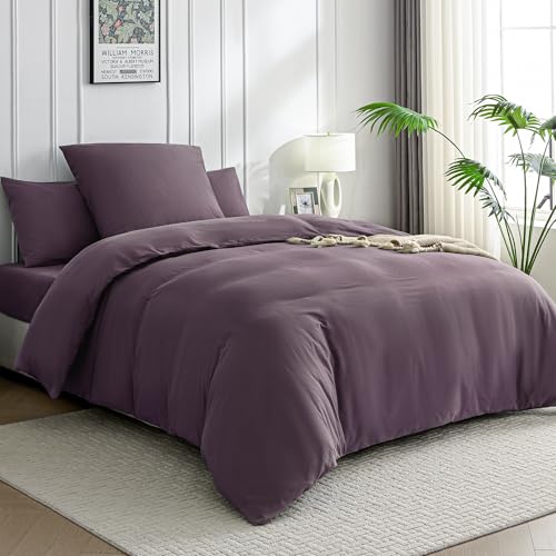 JELLYMONI Bettwäsche 135x200 Baumwolle Bettwäsche-Sets Lila Oeko-Tex 100% Gewaschene Baumwolle Bettbezug mit Reißverschluss und Kissenbezug 80X80...