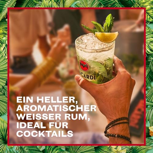 BACARDÍ Carta Blanca White Rum, 37,5% Vol., 150 cl/1.5 L, der legendäre weiße Karibik-Rum aus dem Hause BACARDÍ, perfekt für Cocktails