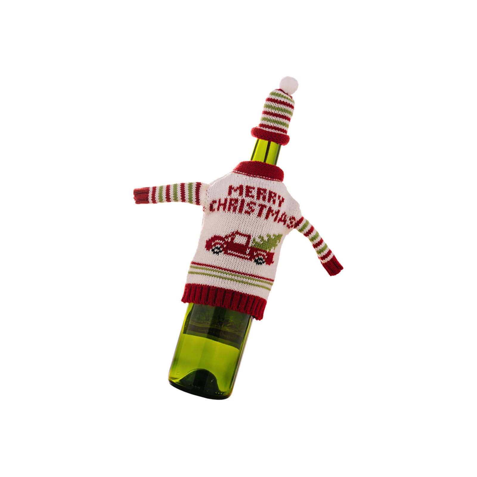 APGLSXY Festival Knitted Bottle Sweater Snowman Pattern Christmas Decoration Practical Wine Cover for Dining Table Arrangements Christmas Sweater Wine Bottle Cover