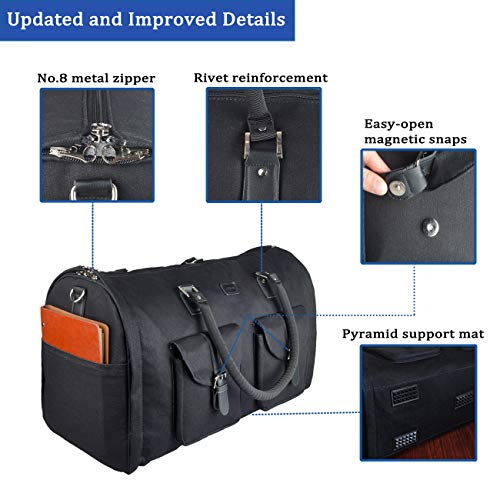 2 in 1 Convertible Travel Garment Bag Carry On Suit Bag Luggage Duffel (Standard)