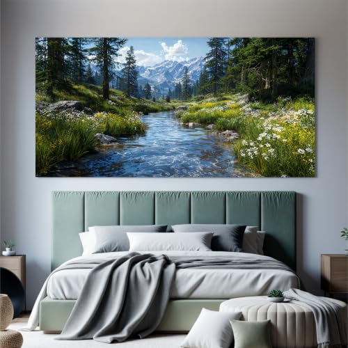 Image of Large Green Landscape Botanical Canvas Wall Art For Living Room Prints29X58