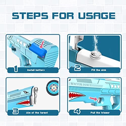 mewmewcat Pistola de água elétrica,pistola de água automática à prova d'água de desenhos animados,