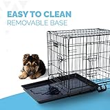 Furdreams 24-Inch Dog Cage Crate – Heavy Duty Black Metal Folding Crate with 2 Doors (Front & Side), Chew-Resistant Plastic Base Tray, and Carrier Handle – Ideal for Puppy Training (60 x 45 x 50cm) - Image 7