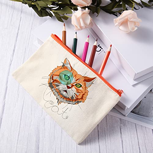 Image of Reginary 80 Pack Canvas Zipper Makeup Bags Bulk Pencil Pouches Blank DIY Craft Canvas Cosmetic Bag Pouch with Zipper for Makeup Cosmetic Toiletry Stationary Storage(Natural and Colorful Zippers)