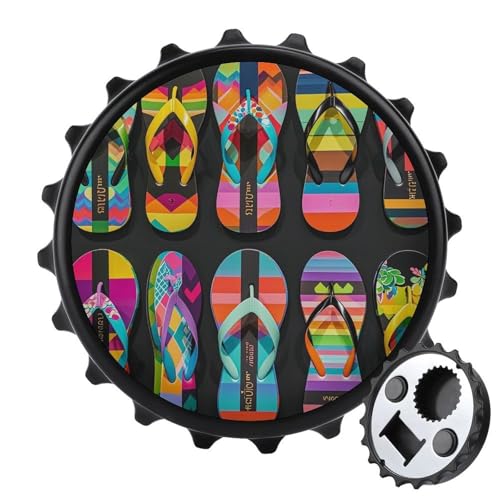 Flip-Flops magnetischer Flaschenöffner, platzsparendes Küchenwerkzeug, lustiger Bieröffner und Kühlschrankmagnet für Camping, Reisen, Camping, Schwarz