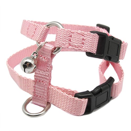 Rabbit Bunny Harness With Leash Adjustable Soft Nylon Harness Rabbit Vest Harness Lead Leash Pink Blue Lead Leash All Season For Small Animals (Pink) #TOP3