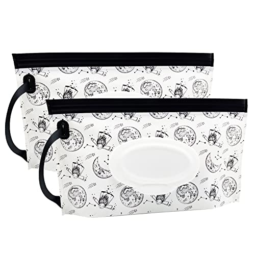 Voongor Custodia Portatile Ricaricabile Per Salviettine Umidificate, Porta Salviettine Da Viaggio Riutilizzabili E Custodia, Contenitore Leggero Per Pannolini Per Neonati (Ragazza Luna)-image
