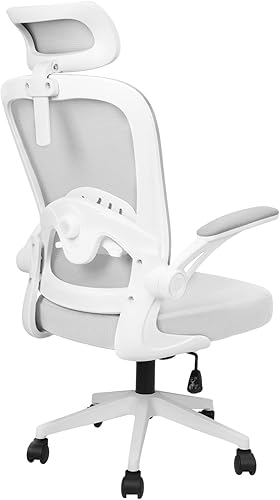 Silla ergonómica de oficina con respaldo alto, silla de escritorio ergonómica, soporte lumbar ajustable con reposacabezas abatible, brazos
