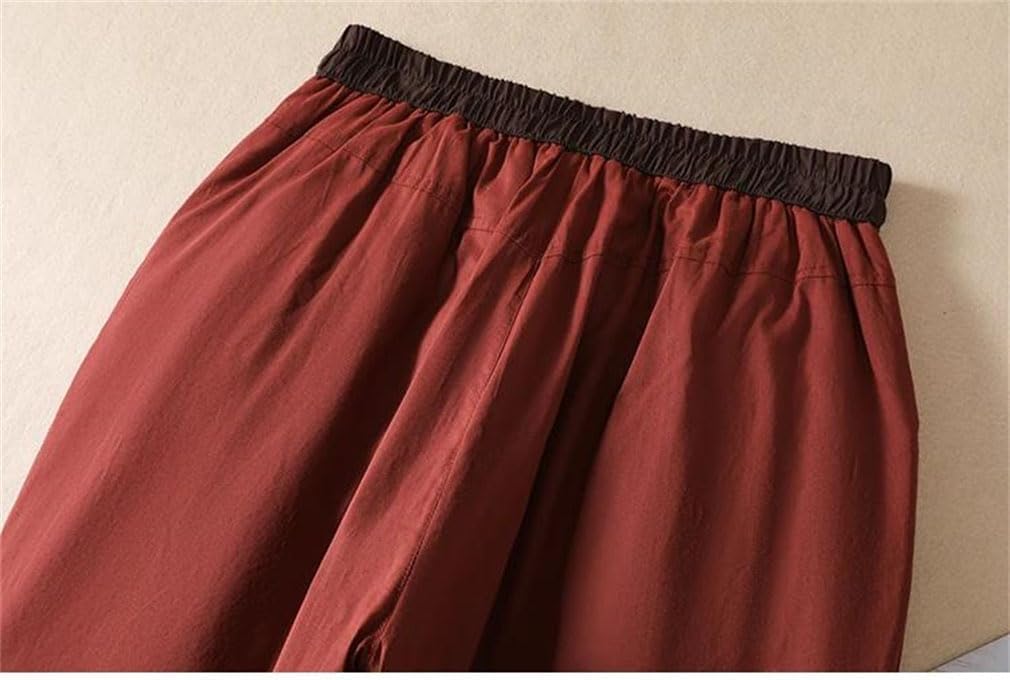 Women's Loose Casual Harem Pant Female Patchwork Color Blocking High Waist Thick Cotton Trousers