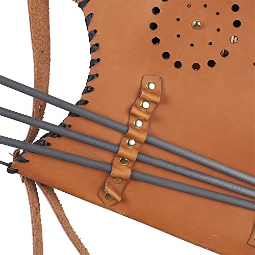 Toparchery Arrow Quiver Hip Recurve Bow Case Bag Leather Backpack For Traditional Longbow Brown Adjustable Straps #TOP5