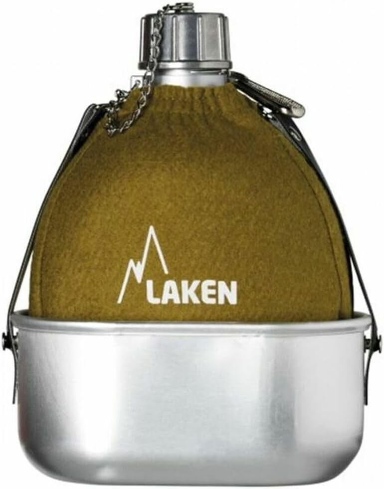 Laken Clasica 34oz Water Canteen, Aluminum Camping Bottle with Neoprene Pouch and Strap, Narrow Mouth, Leak Proof, BPA Free, Red