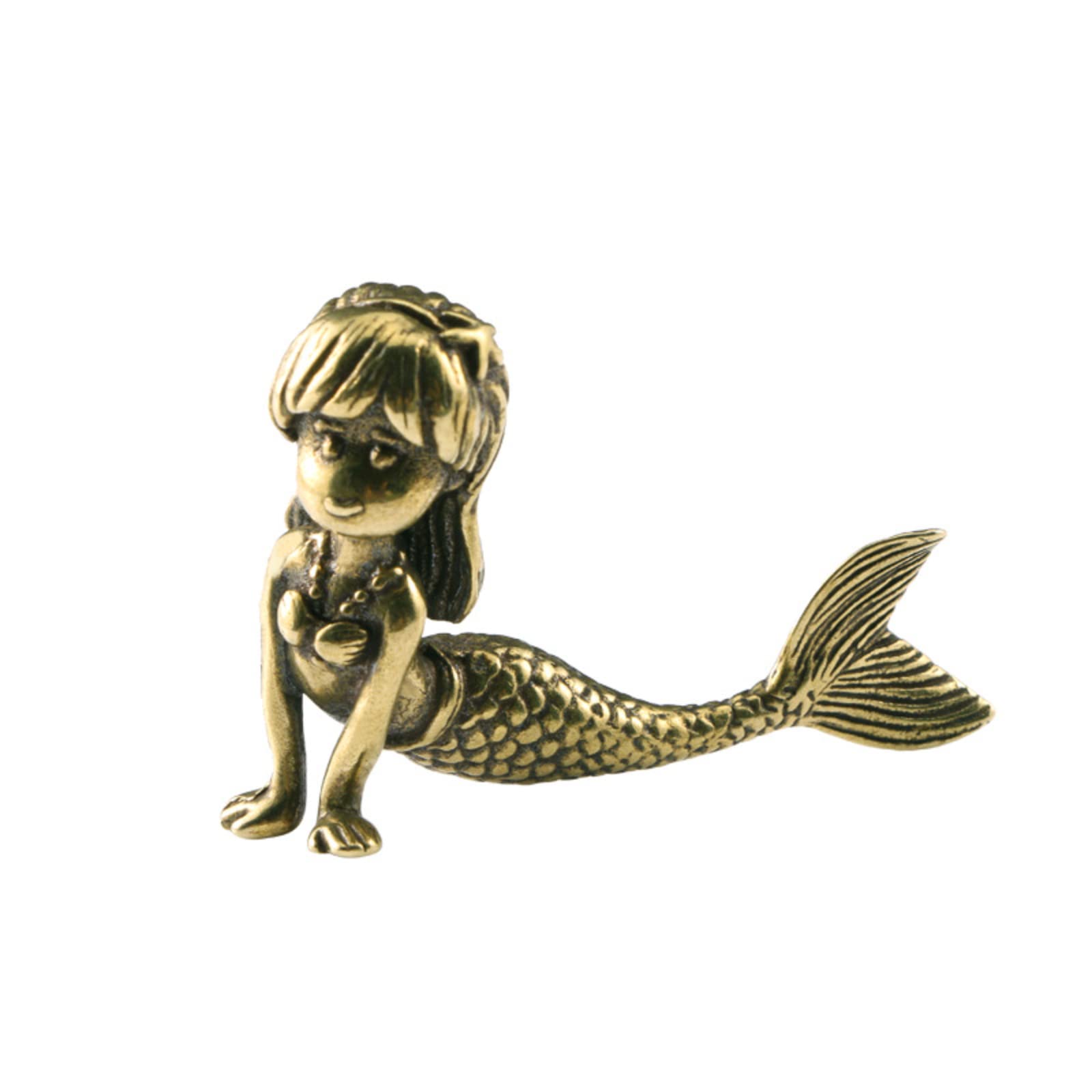 NGDFGR Brass Fairy Tale Garden Sea'S Daughter Figurines,Copper Mermaid Miniature Statue Sculpture Crafts Collection Desktop Ornament Home Sand Table Decor Accessories Study Pape