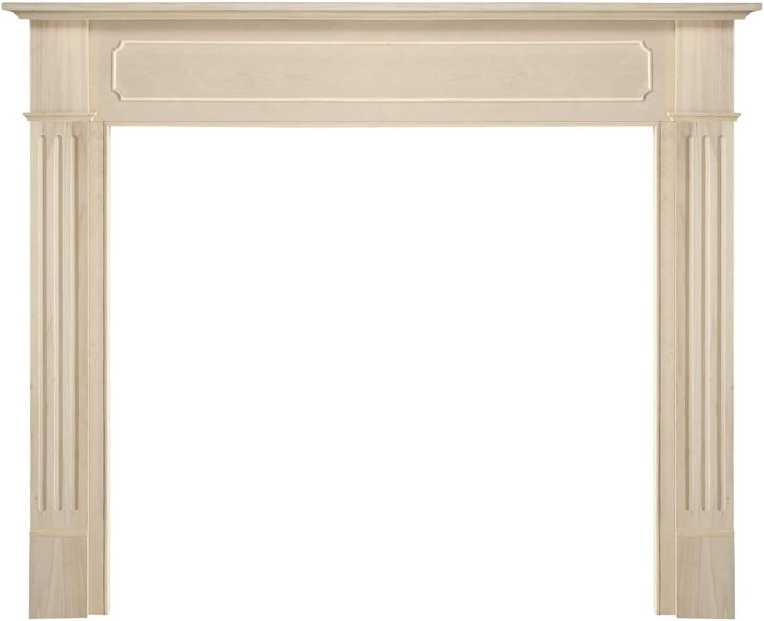 Pearl Mantels ARYB56110 Comfortable Transitional Styled Wood Mantel Surround, 56"W x 42"H, Unfinished