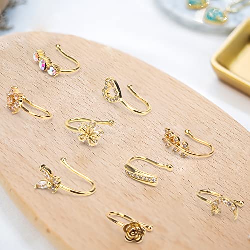 CrazyPiercing Fake Nose Ring CZ African Nose Cuffs Gold/Silver/Rose Gold Faux Septum Nose Rings Clip on Nose Jewelry for Woman Non Pierced Jewelry