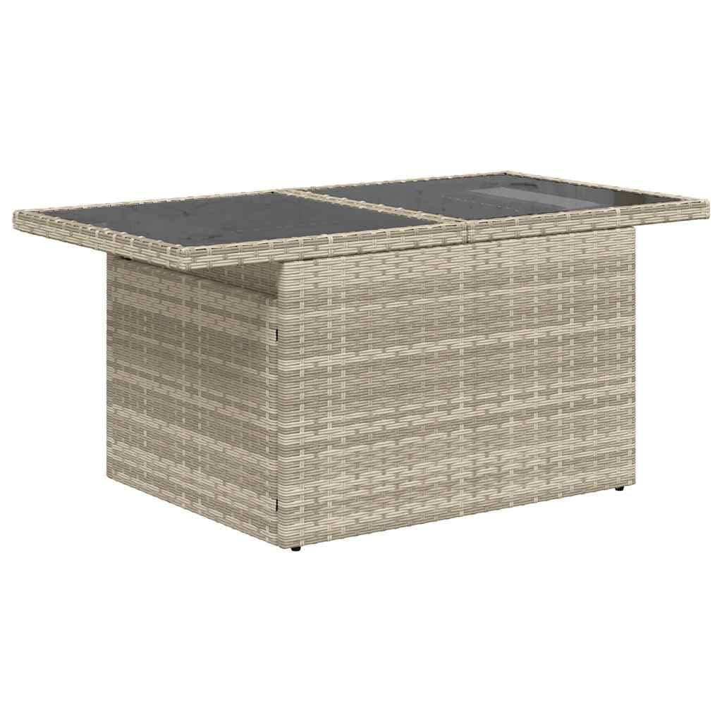 Set di 9 mobili da giardino in polyrattan, 62 x 62 x 69 cm, con tavolo regolabile e salvaspazio, grigio chiaro, cuscino refrigerante per esterni, salotto, balcone, terrazza