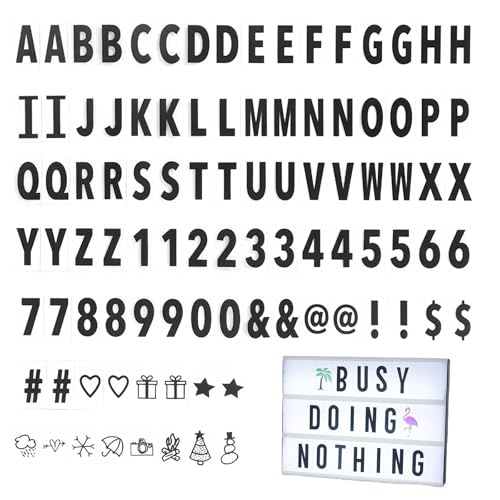 Image of 96PCS Cinema Light Box Letters Black, 65 x 35mm Replacement Letter Cards for A3 A4 A5 LED Light Box, Alphabet Numbers Symbols, DIY Message Board Accessories