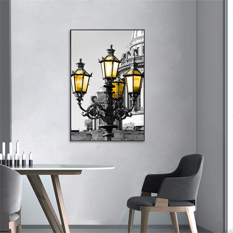 Amazon.co.jp: 街灯 アートパネル 1枚セット 飾り絵 通りの風景 レトロ