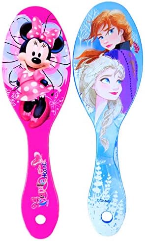 Disney Princess Hair Brush For Girls Featuring Frozen Sisters Anna & Elsa and Minnie Mouse (2 Pack)