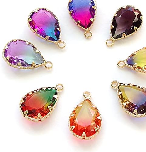 Amazon Co Jp Craft Tamago 2 Pieces Gradient Color Glass Stone Charm Drop Shape Approx 0 6 X 0 4 Inches 15 5 X 10 5 Mm Orange X Yellow Hobbies