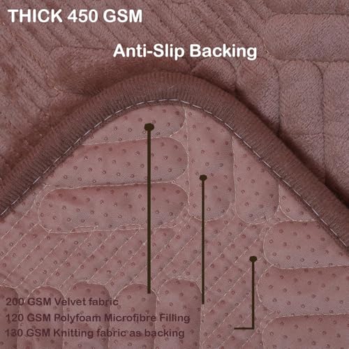 Image of HOMETHREADS Innovative Premium Velvet Sofa Cover Mat with PVC Backing for Non-Slip Comfort (L Brown, 1Pc Backrest | 70x70cm)