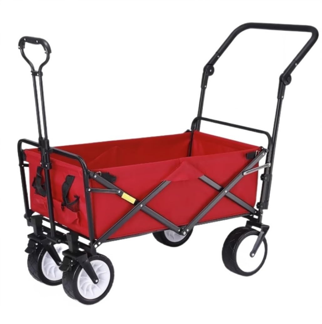 Utility Wagon – Carrello pieghevole da giardino a 4 ruote per campeggio, giardinaggio e lavori in giardino – Carrello per la spesa resistente per un facile trasporto