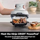 Ninja Crispi® 3-in-1 Glass Air Fryer – 4Qt & 5-Cup Portable Cooking System, White – Healthy Fry, Steam & Roast in One Compact Appliance