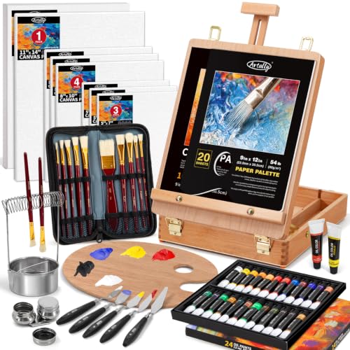 82Pcs Professional Oil Painting Set with Easel…