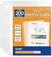 SUNEE 200 Packs Sheet Protectors for 3 Ring Binder, 8.5x11 Clear Plastic Page Sleeves for Paper, ...