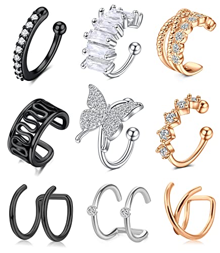 Zolure Oreille Manchette Non Piercing Boucle d'oreille Manchette pour Femmes Clip sur Boucles d'oreilles Cerceau Clip Réglable sur Cartilage Boucles d'oreilles Cover