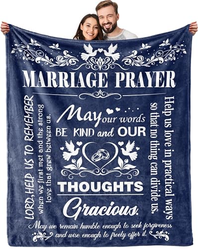 Qzxyni Marriage Prayer, Wedding Gifts for Newlyweds, Marriage Prayer Wedding Gifts 50" x 60" Blankets, Engagement Gifts for Couples Christian Religious Prayer Quote, Bridal Shower Gifts