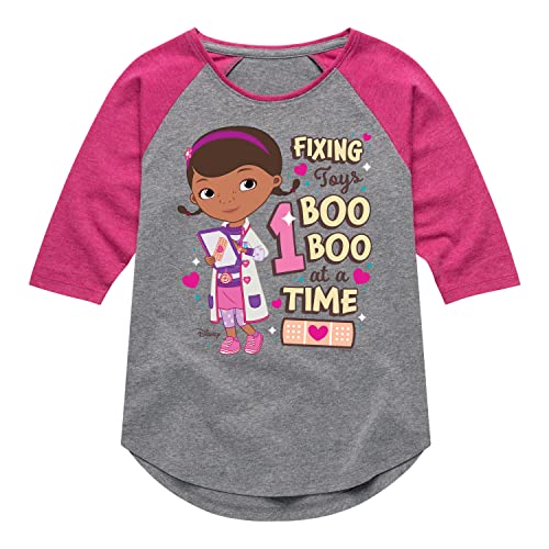 Disney Doc McStuffins - Fixing Toys One Boo Boo at A Time - Toddler and Youth Girls Raglan Graphic T-Shirt - Size 5T