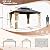 MELLCOM Gazebo 12' x 14', Wooden Grain Aluminum Frame Canopy with Galvanized Steel Hardtop Roof, Outdoor Permanent Pavilion with Curtains and Nettings for Patio, Lawn & Garden