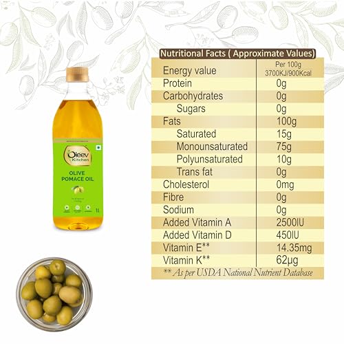 Image of Oleev, Olive Pomace Oil, Pet, 1L (Pack of 3)