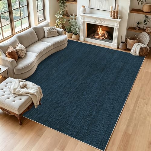 Tapis de salon bleu moderne 200 x 270 cm lavable et antidérapant - 2