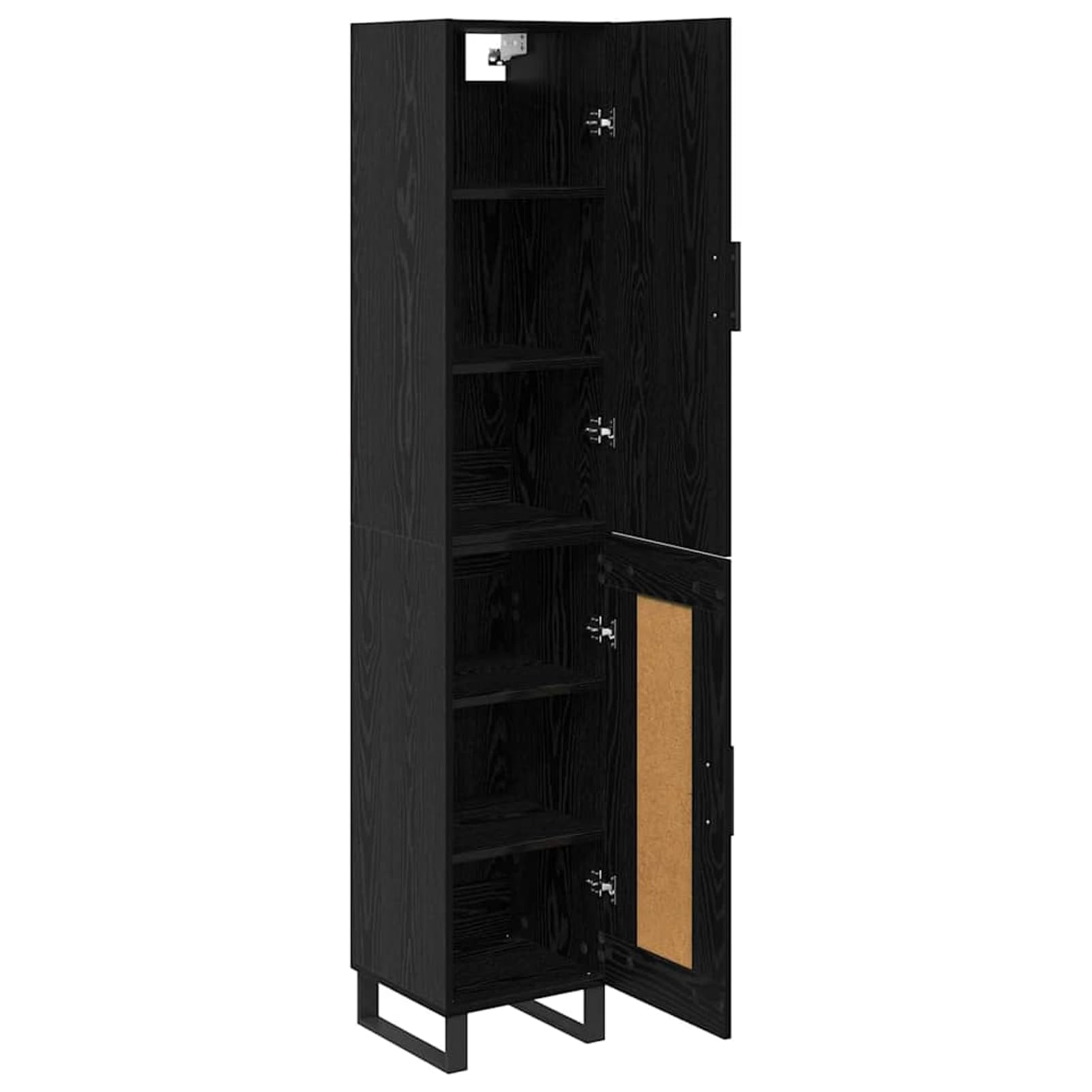 Armadio alto in legno, 34,5 x 34 x 180 cm, effetto rovere nero, con 2 ante, armadio minimalista per soggiorno e cucina