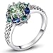 Psiroy 925 Sterling Silver Green Amethyst Filled Ring Flower Shaped Band