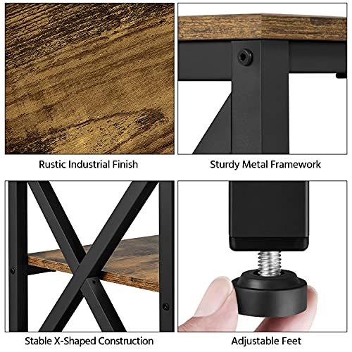 Yaheetech Industrial Tv Stand For Tv Up To 65 Inch, 55" Tv Cabinet With 3 Tier Storage Shelves For Living Room, Entertainment Center Tv Console Table With Metal Frame, Rustic Brown #TOP4