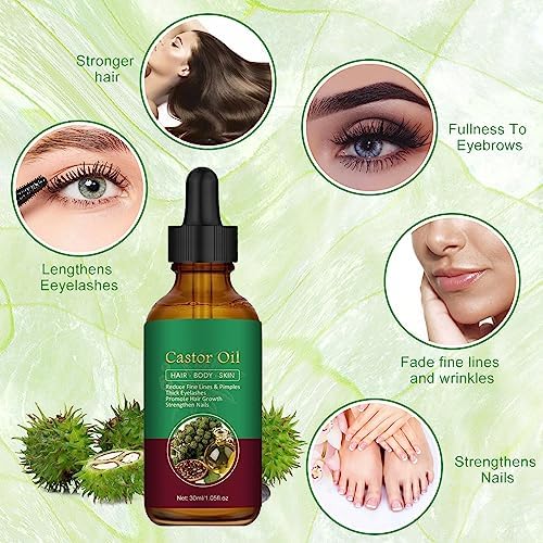 Castor Oil, Cold Pressed Organic Castor Oil Rich in Castor oil, Argan oil, Camellia Seed Oil, jojoba seed oil for For All Hair Types-Natural Hair Growth-Strengthen Hair Roots-Treat Dry & Damaged Hair