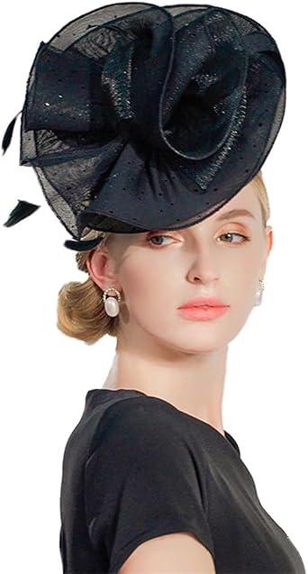 Female Elegant Hats for Women Fashion Fascinators Black Cap Ladies Cocktail Tea Party