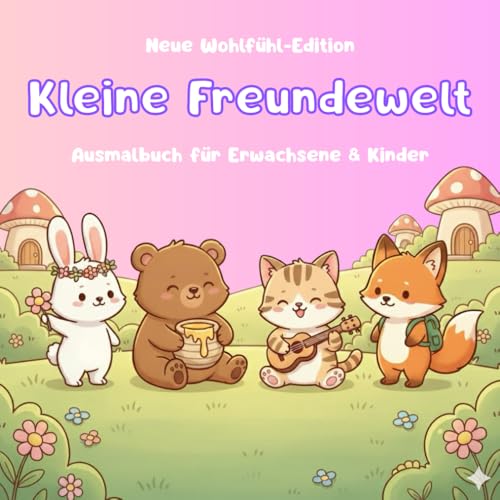 Kleine Freundewelt: Cozy Ausmalspass mit Hanni, Bruno, Kira und Fino