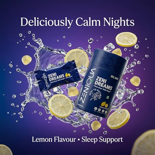 Image of ZeniDreams Sleep Gummies | With L-Theanine, Chamomile & Passion Flower | Promotes Restful, Sound Sleep | Supports Nerve Relaxation, Muscle Recovery | Unisex | Lemon Flavour | 30 Gummies