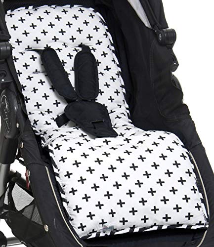 Protetor Capa de Carrinho Dupla-Face Modern Black Chevron, Momis Petit, Preto, Universal