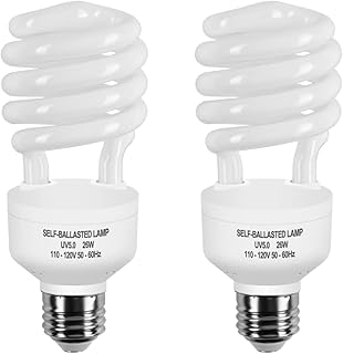 Simple Deluxe 2 Pack Reptile UVA UVB Light 5.0 26W Compact Fluorescent Lamp Light Bulb for Rainforest Tropical Terrarium, Reptiles, Lizard, Turtle, UVB 5.0