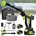 Akku Hochdruckreiniger 100 Bar, Druckreiniger Akku 14-mm Wasserauslass 10L/min, 2 x 4000mAh Akku, 6-in-1 Düse Direktanschluss Wasserhahn und Flaschenanschluss für die Garten, Balkon, Auto, Bewässerung